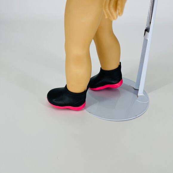 OG Black Short Ankle Height Rubber Booties Hot Pink Soles for 18 Inch Dolls GUC - Picture 9 of 14